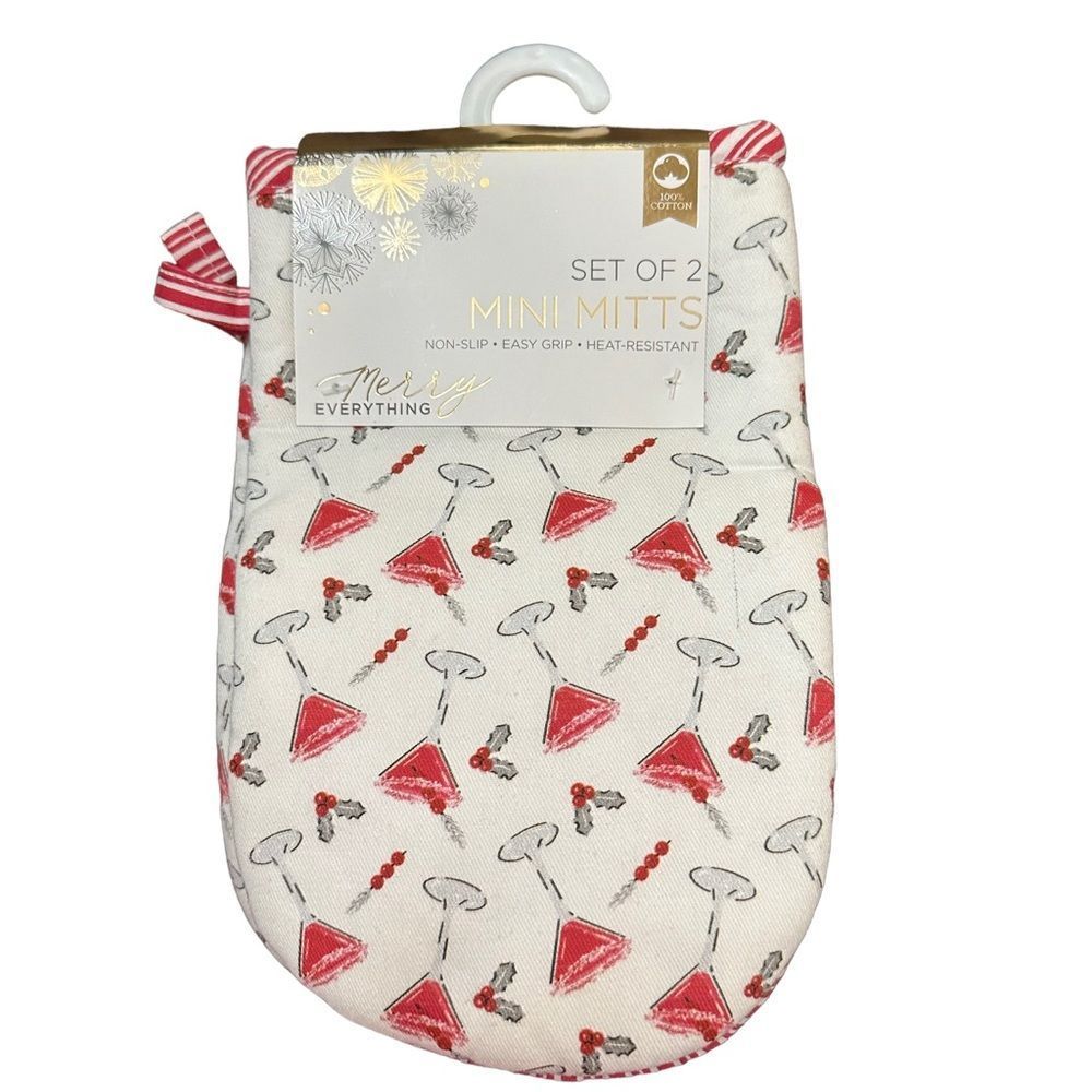 Merry Everything Oven Mitts Set of 2 Holiday Cocktails